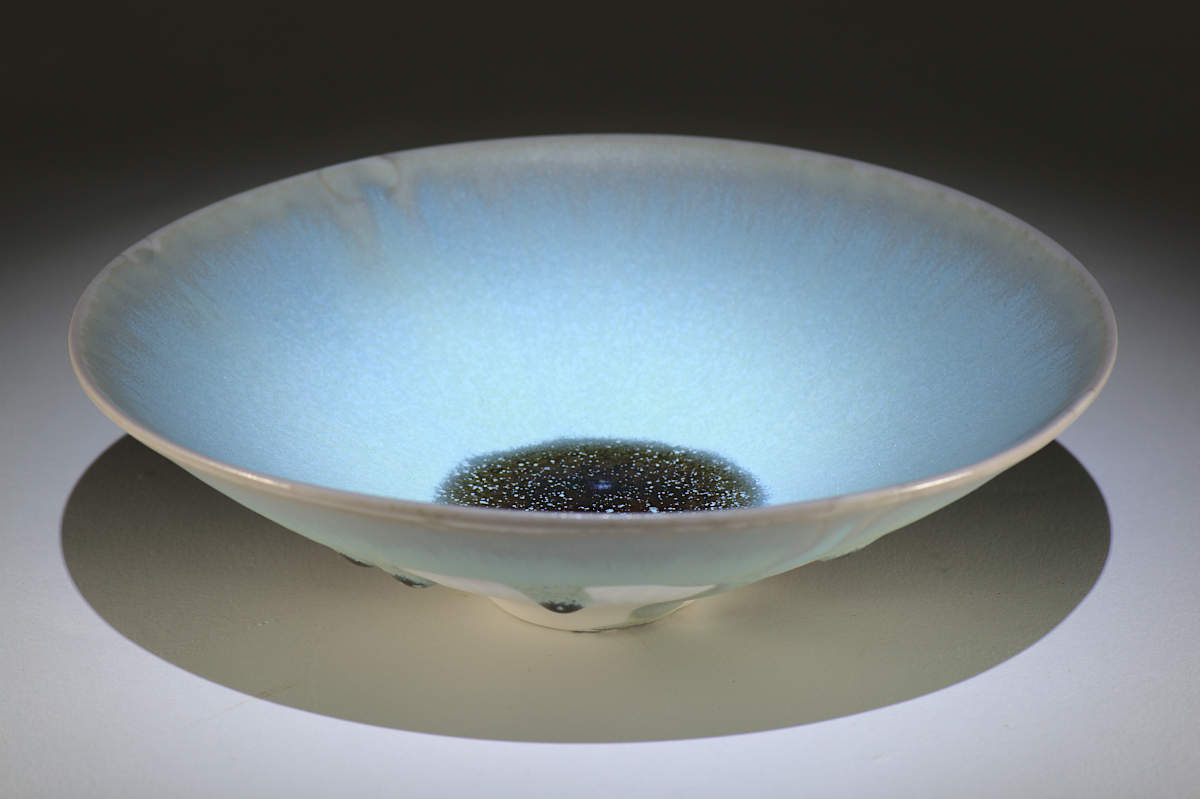 Porcelain Bowl Blue Matte Crystalline Glaze