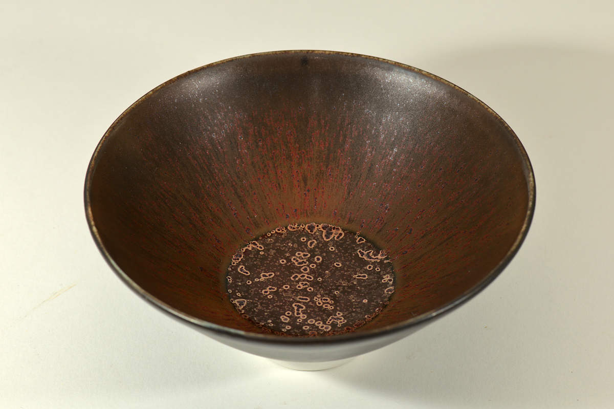 Porcelain Bowl with Two Tenmoku Glazes