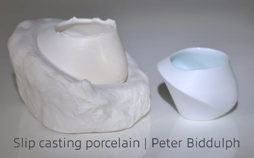 Slip cast porcelain sake cup