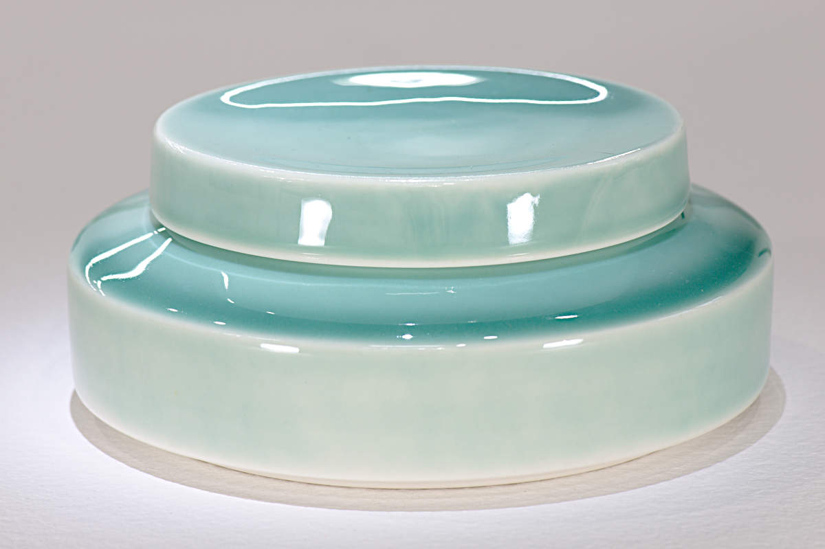 Porcelain Lidded Container Teal Glaze