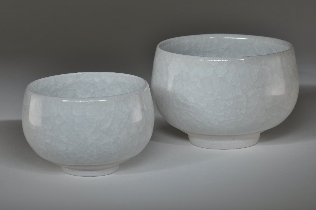 Ice Crackle Glazed Sake Cup and Tea Cup